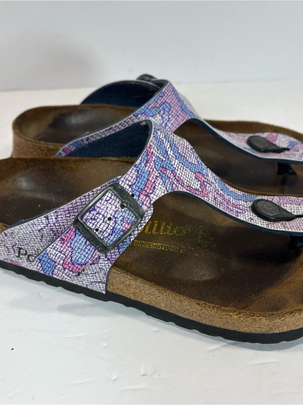 Birkenstock Papillio Gizeh Women's Size 5 Sandals Pink Purple Mosaic Boho Thong - Picture 4 of 8